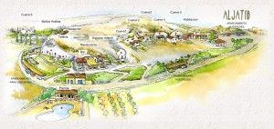 Übersichtsplan Al Jatib, unser Angebot, der Weiler, la aldea, map of the complex, hamlet, Andalusian caves